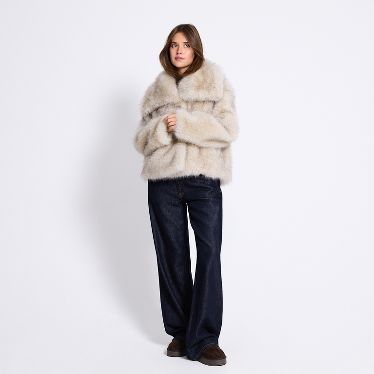 Faux fur jacket "Nathalie" Light Beige